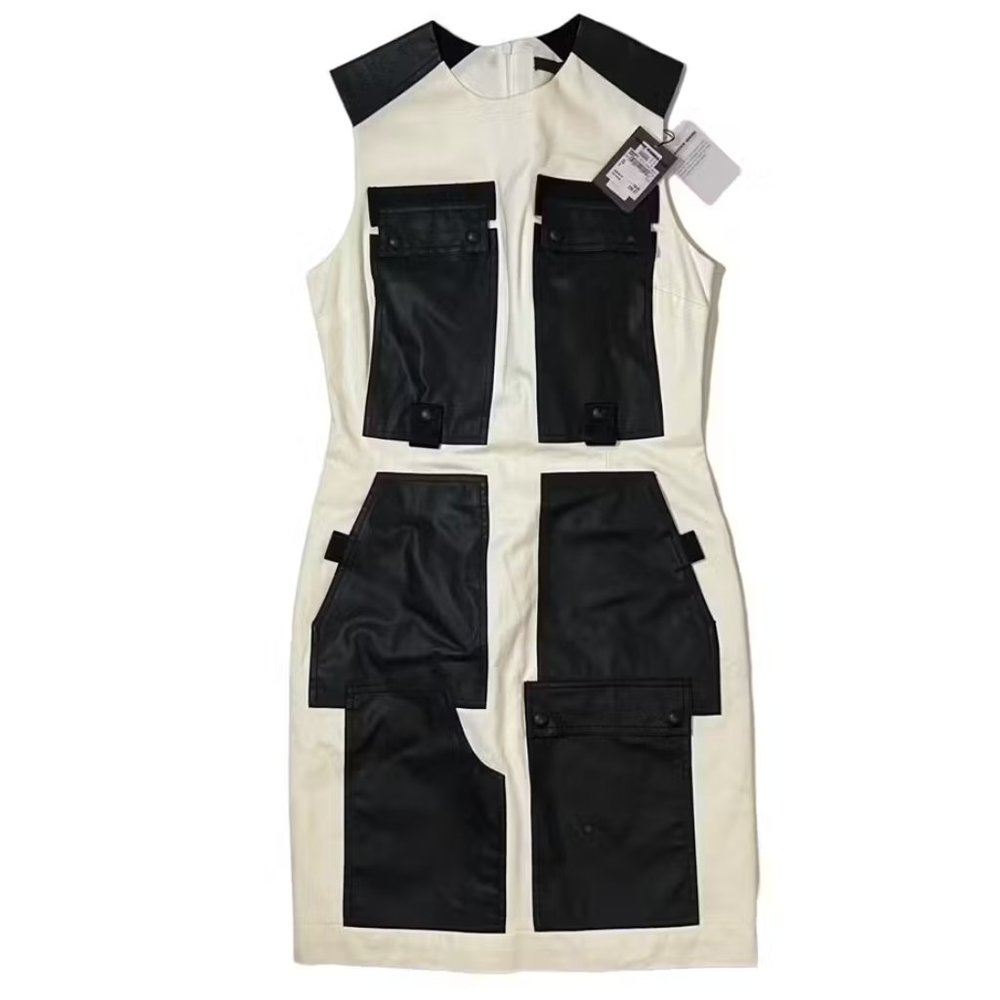 Alexander Wang NWT Runway Designer White Dress Black Pockets Size 6